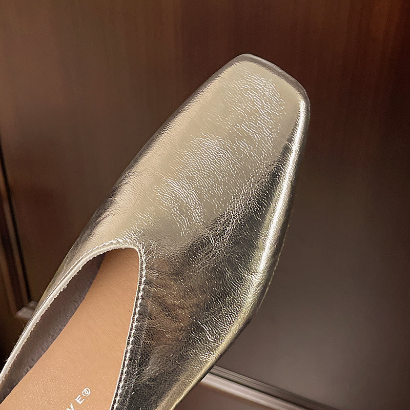 Mules Donna in Pelle Punta Quadrata Slip-On