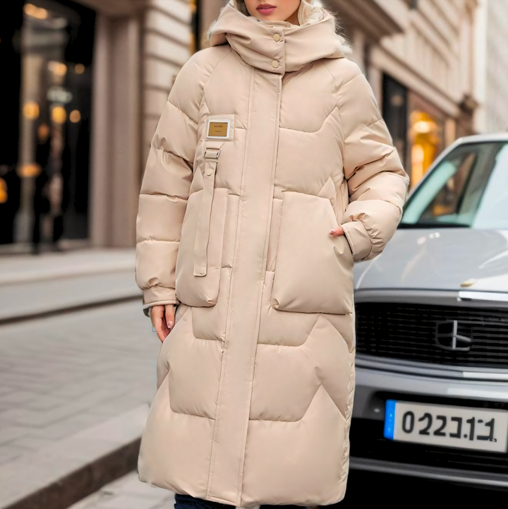 Cappotto Lungo Donna Trapuntato Impermeabile Stile Elegante