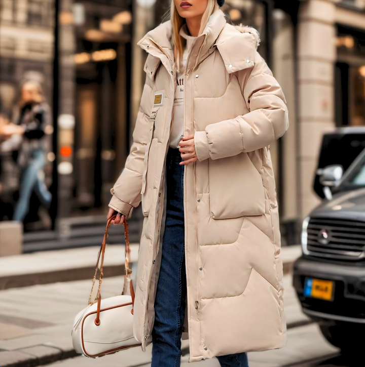 Cappotto Lungo Donna Trapuntato Impermeabile Stile Elegante