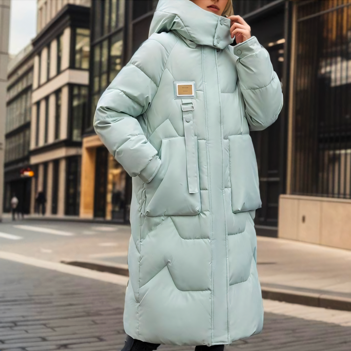 Cappotto Lungo Donna Trapuntato Impermeabile Stile Elegante