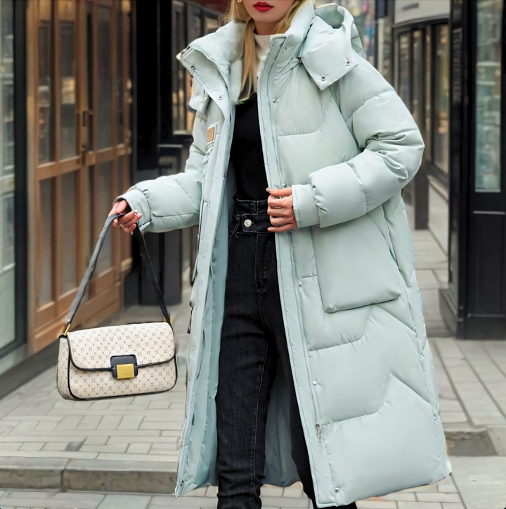 Cappotto Lungo Donna Trapuntato Impermeabile Stile Elegante
