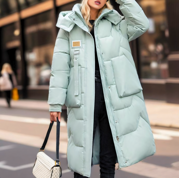 Cappotto Lungo Donna Trapuntato Impermeabile Stile Elegante