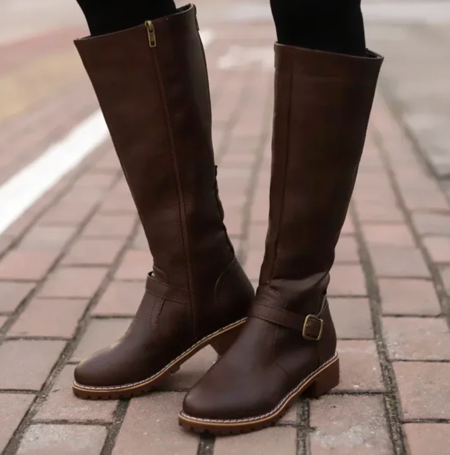 Stivali Donna Classici in Pelle Tacco Medio