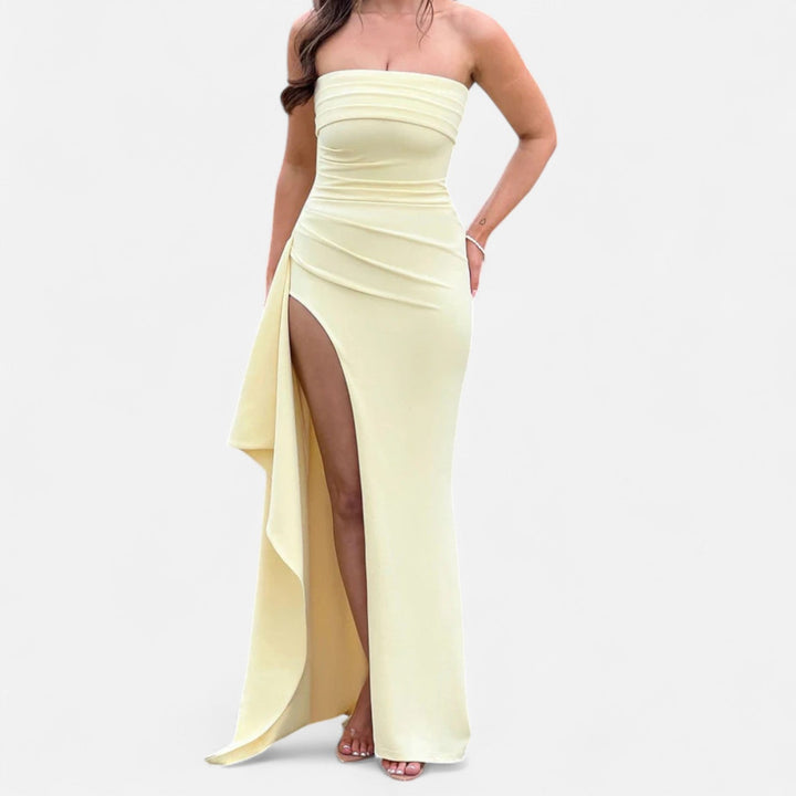 Abito Sera Donna Senza Spalline Spacco Alto Stile Glamour