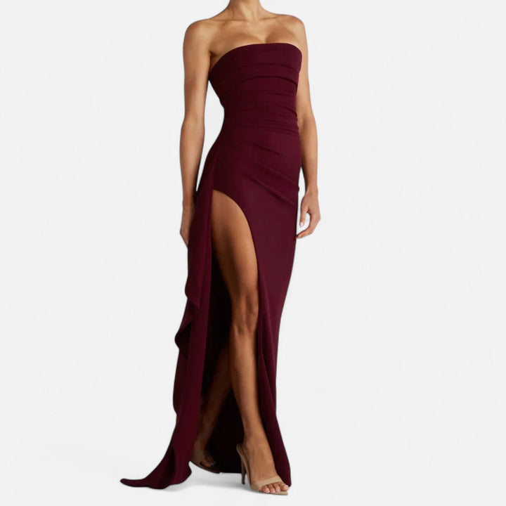 Abito Sera Donna Senza Spalline Spacco Alto Stile Glamour