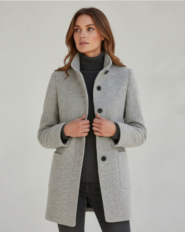 Cappotto Corto Donna in Misto Lana Giacca Monopetto Moderna - Vesarelli