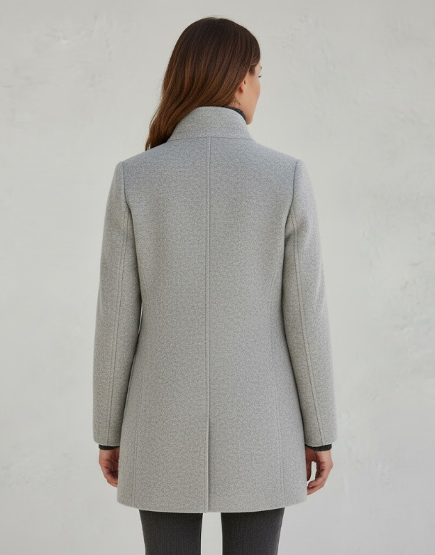 Cappotto Corto Donna in Misto Lana Giacca Monopetto Moderna