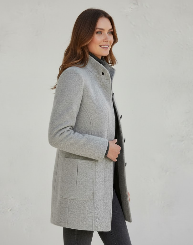 Cappotto Corto Donna in Misto Lana Giacca Monopetto Moderna