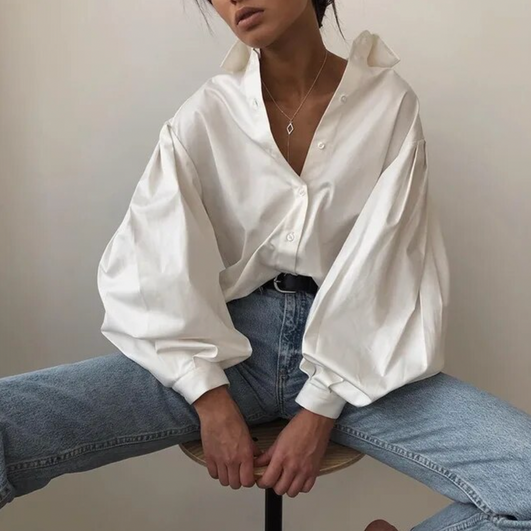 Camicia Donna in Tessuto Leggero Maniche a Sbuffo Comoda - Vesarelli