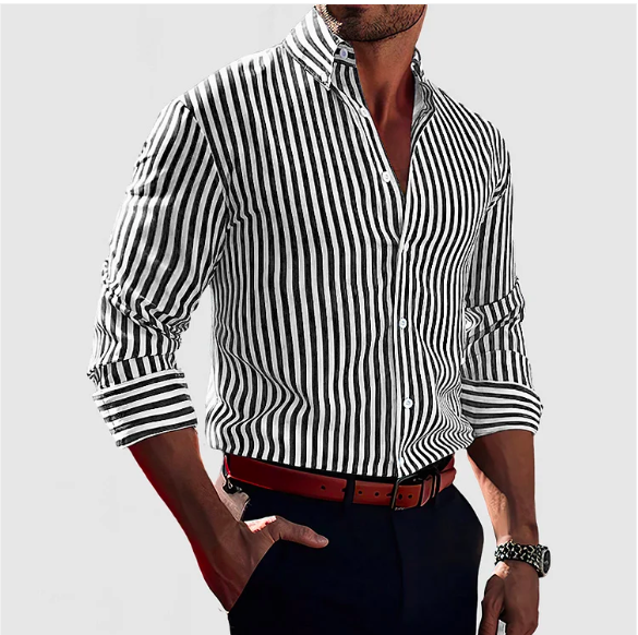 Camicia Uomo a Righe Manica Lunga Regular Fit