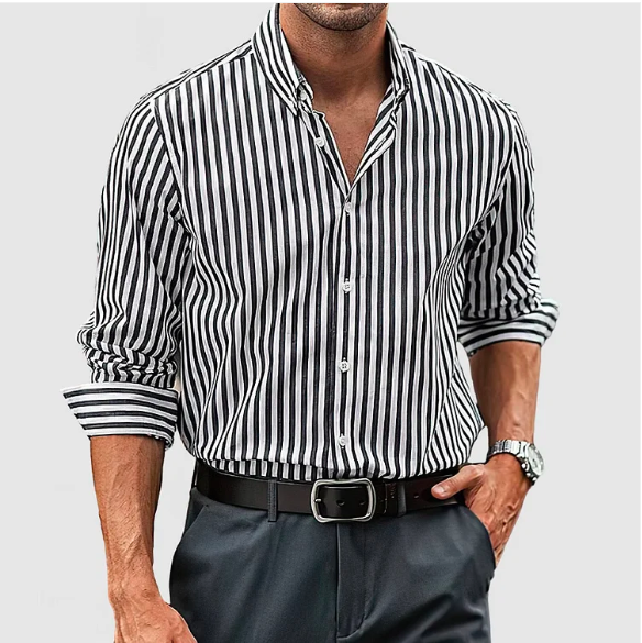 Camicia Uomo a Righe Manica Lunga Regular Fit