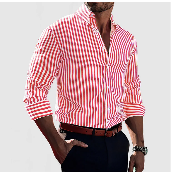 Camicia Uomo a Righe Manica Lunga Regular Fit