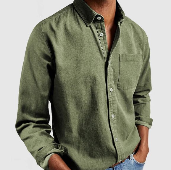 Camicia Uomo Maniche Lunghe Cotone Colletto con Bottoni