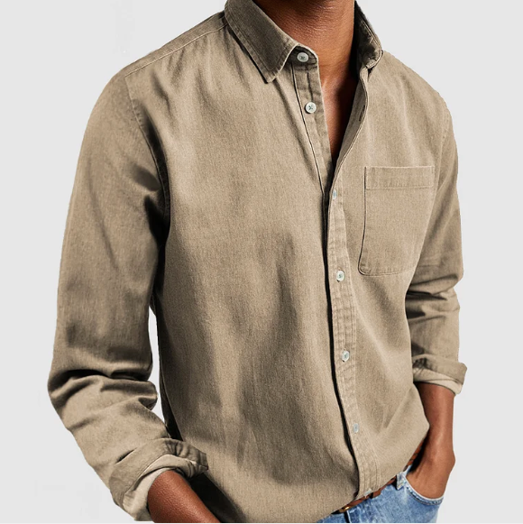 Camicia Uomo Maniche Lunghe Cotone Colletto con Bottoni