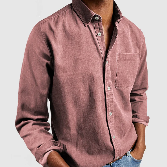 Camicia Uomo Maniche Lunghe Cotone Colletto con Bottoni