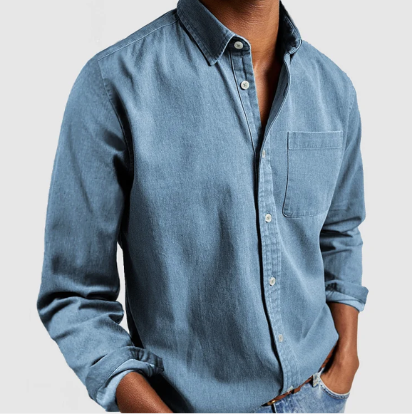 Camicia Uomo Maniche Lunghe Cotone Colletto con Bottoni
