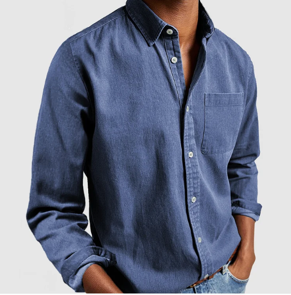 Camicia Uomo Maniche Lunghe Cotone Colletto con Bottoni