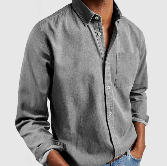 Camicia Uomo Maniche Lunghe Cotone Colletto con Bottoni