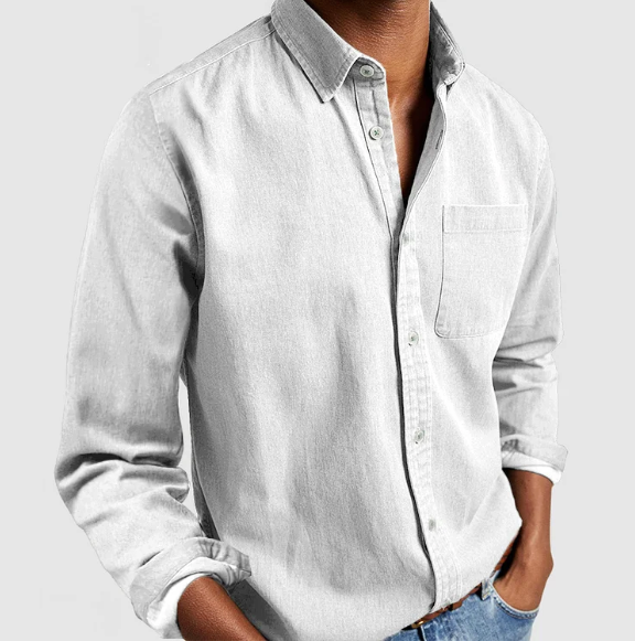 Camicia Uomo Maniche Lunghe Cotone Colletto con Bottoni