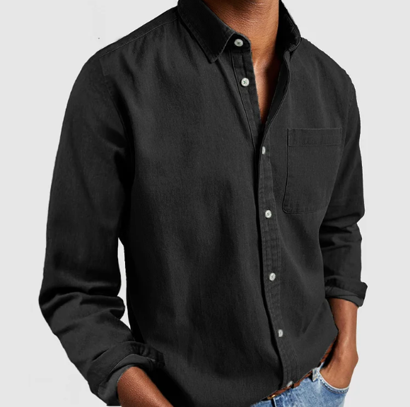 Camicia Uomo Maniche Lunghe Cotone Colletto con Bottoni
