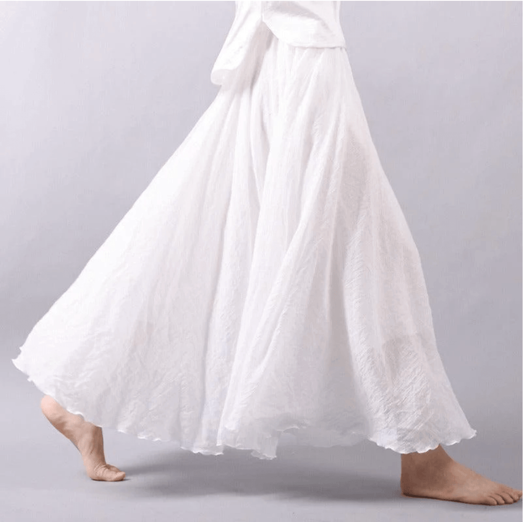 Gonna Lunga Donna in Lino Fluida Taglio A-Line Boho - Vesarelli