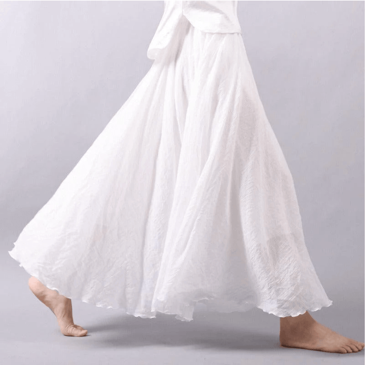 Gonna Lunga Donna in Lino Fluida Taglio A-Line Boho - Vesarelli