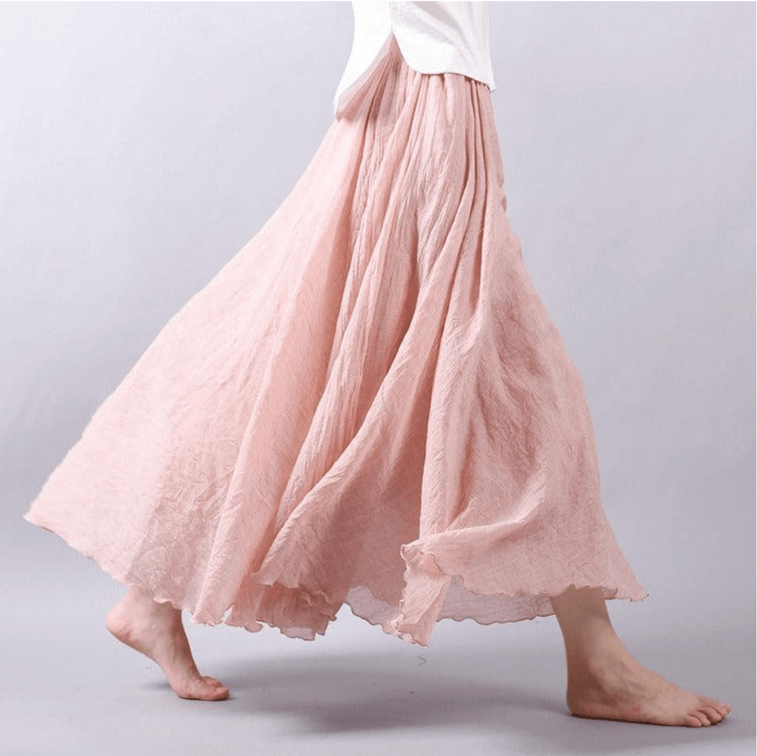 Gonna Lunga Donna in Lino Fluida Taglio A-Line Boho