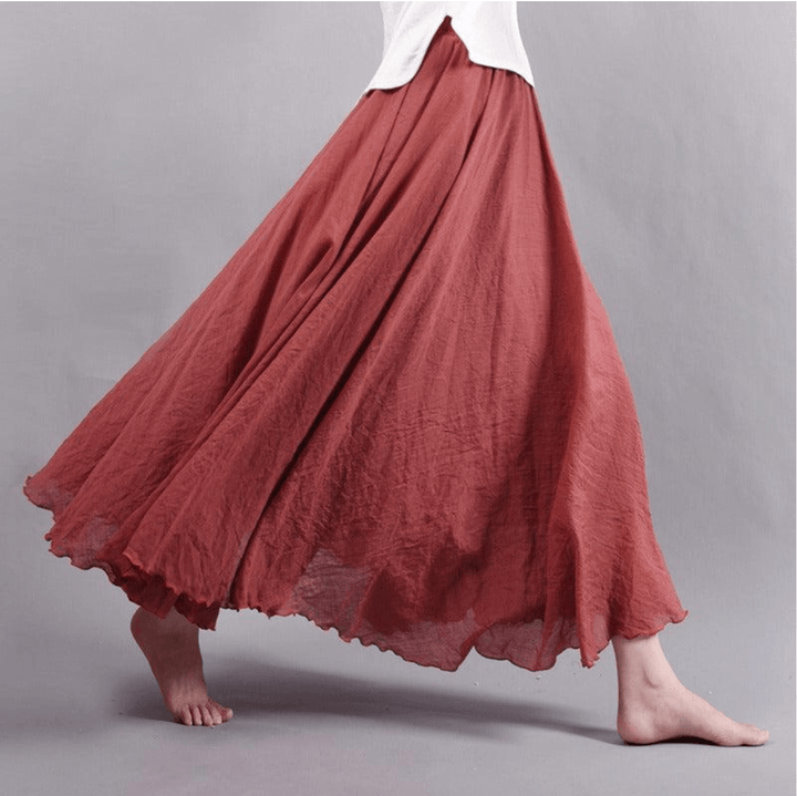 Gonna Lunga Donna in Lino Fluida Taglio A-Line Boho