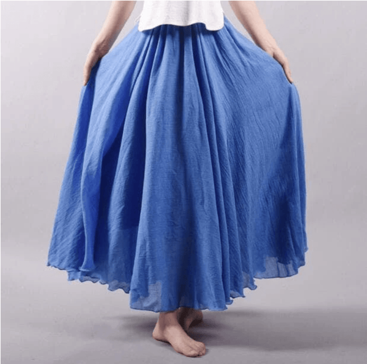 Gonna Lunga Donna in Lino Fluida Taglio A-Line Boho