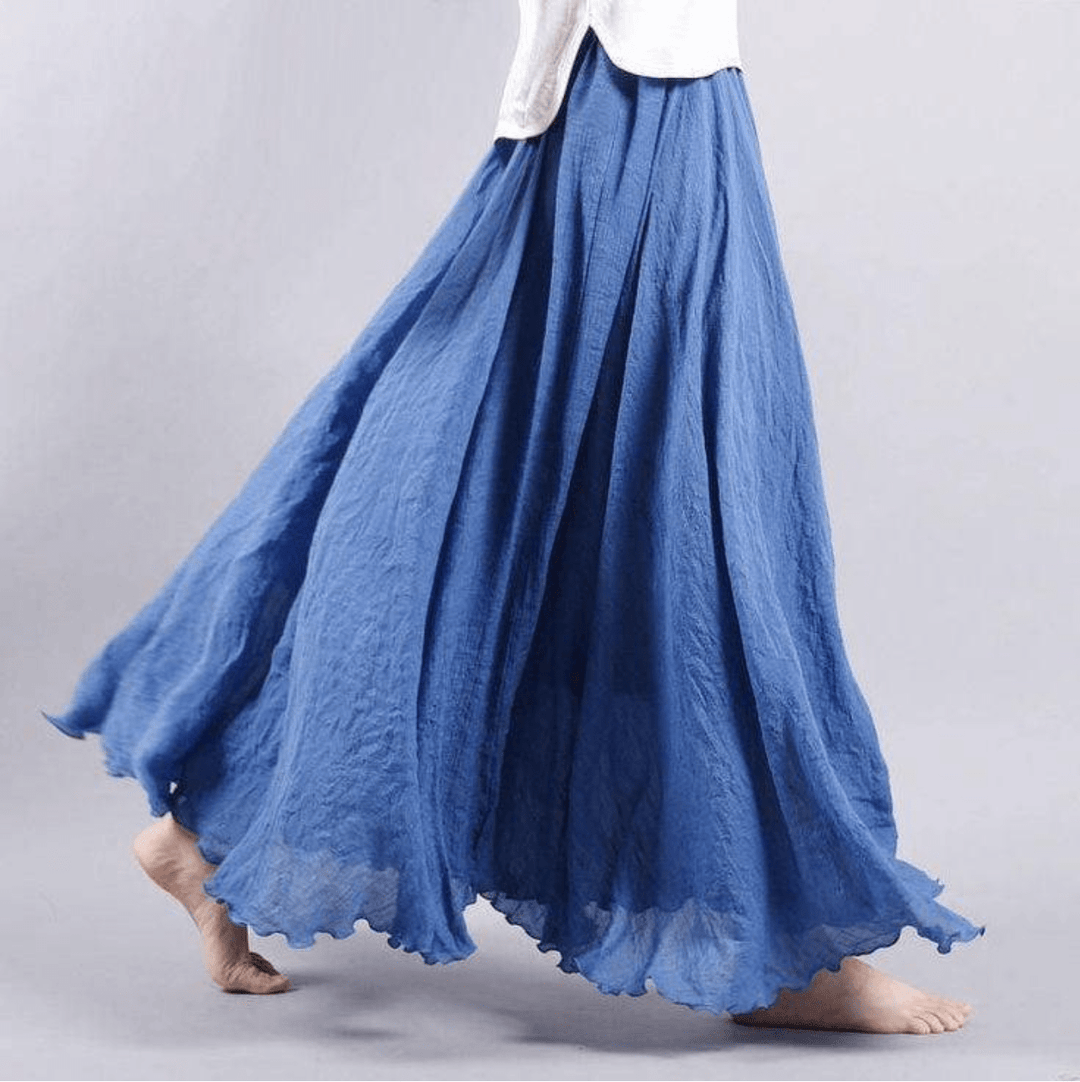 Gonna Lunga Donna in Lino Fluida Taglio A-Line Boho