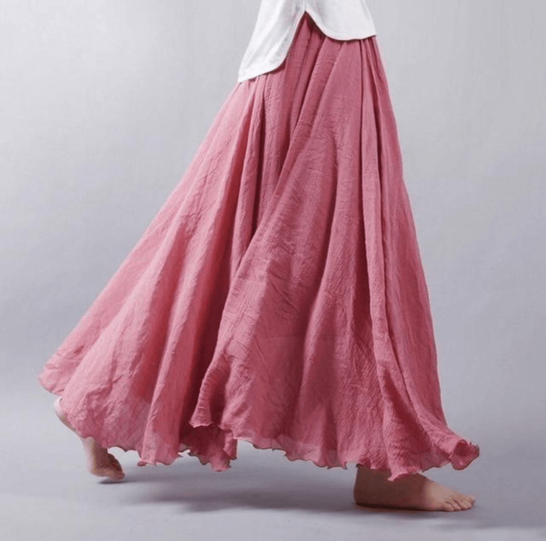 Gonna Lunga Donna in Lino Fluida Taglio A-Line Boho