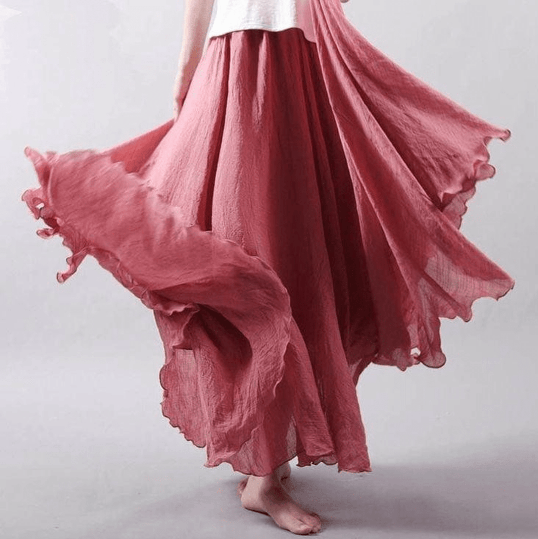 Gonna Lunga Donna in Lino Fluida Taglio A-Line Boho