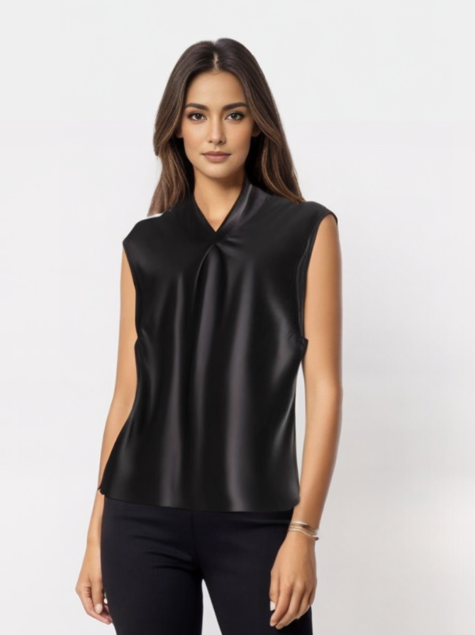 Camicetta Donna in Raso Maniche Lunghe Elegante - Vesarelli