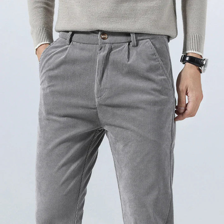 Pantaloni Uomo Eleganti Tessuto Morbido Vestibilità Regular