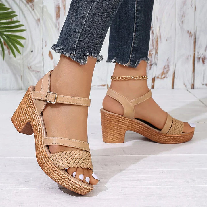 Sandali Donna Zeppa Intrecciata Stile Moderno