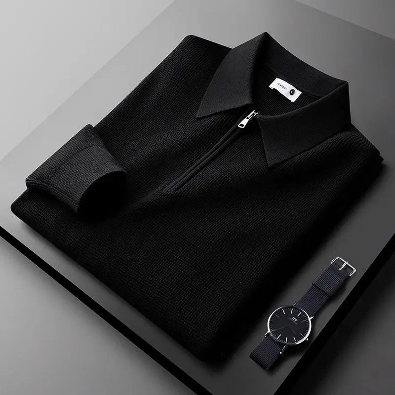 Felpa Uomo Maglia Waffle con Zip Comfort Regular
