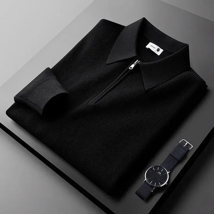 Felpa Uomo Maglia Waffle con Zip Comfort Regular
