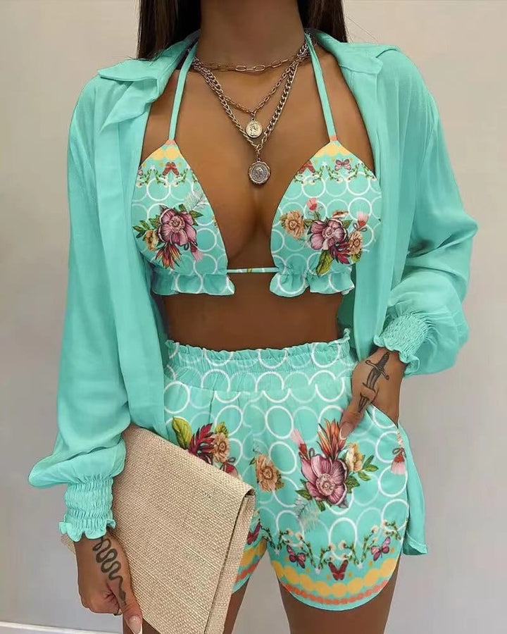 Set Costumi da Bagno Donna Tessuto Leggero Stile Elegante