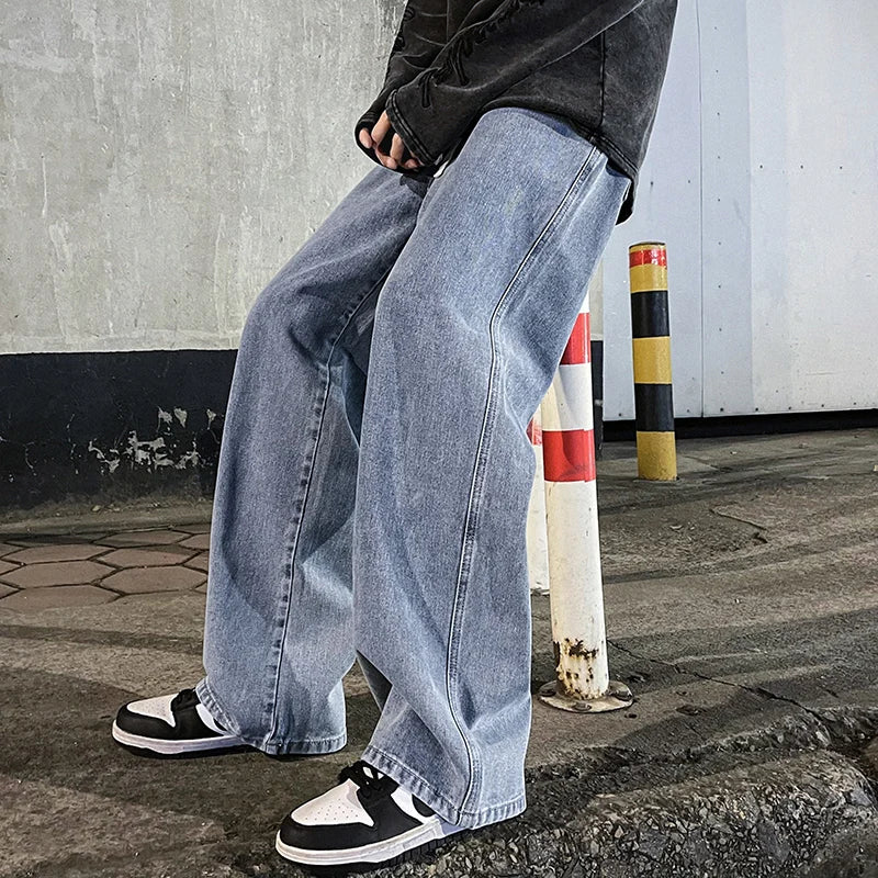 Jeans Uomo Larghi Stile Casual Strada