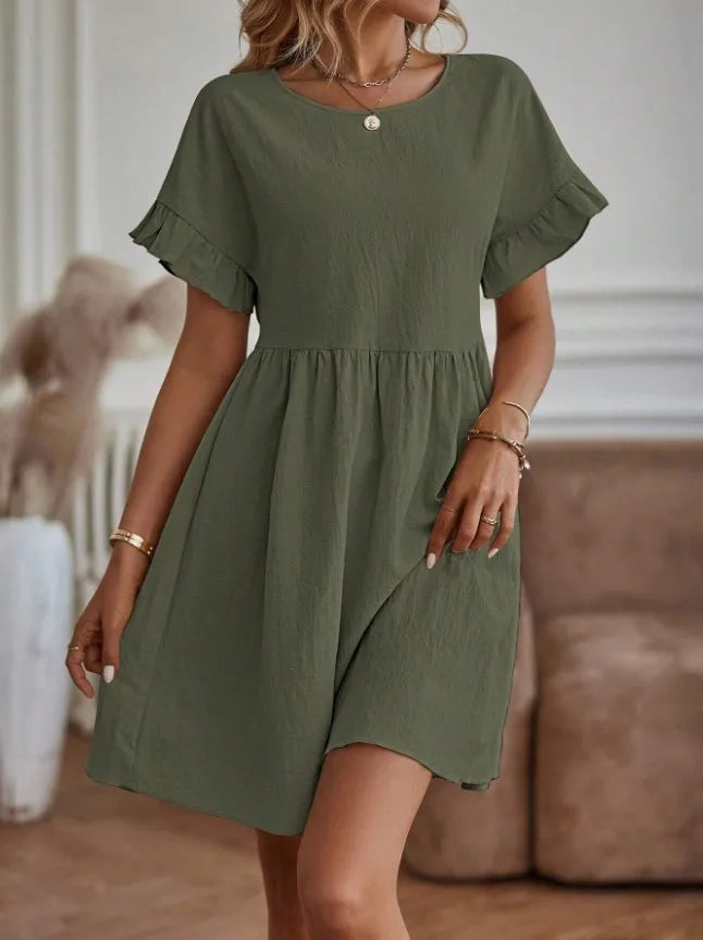Mini abito Donna Scollo Tondo Stile Casual Elegante