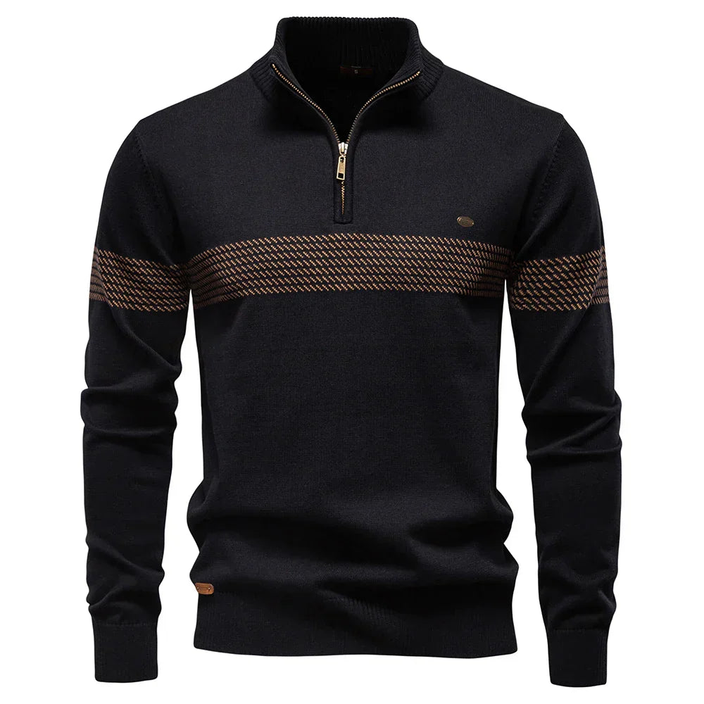 Pullover Uomo Mezza Zip Maglia Morbida Stile Moderno