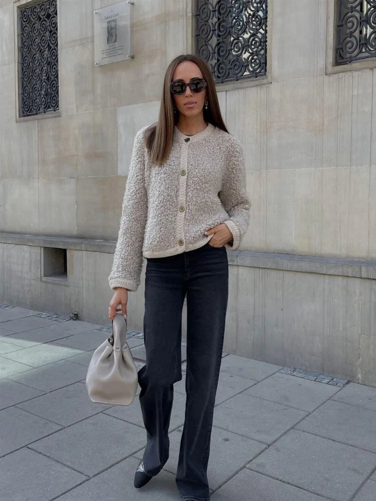 Gilet Donna Teddy Caldo Corto con Bottoni