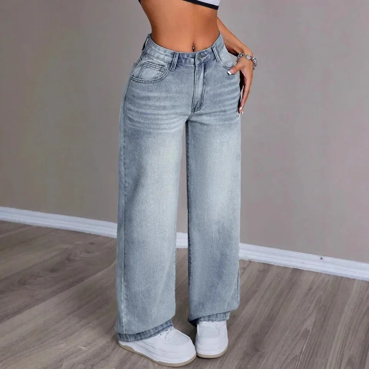 Jeans Donna Gamba Larga Stile Vintage