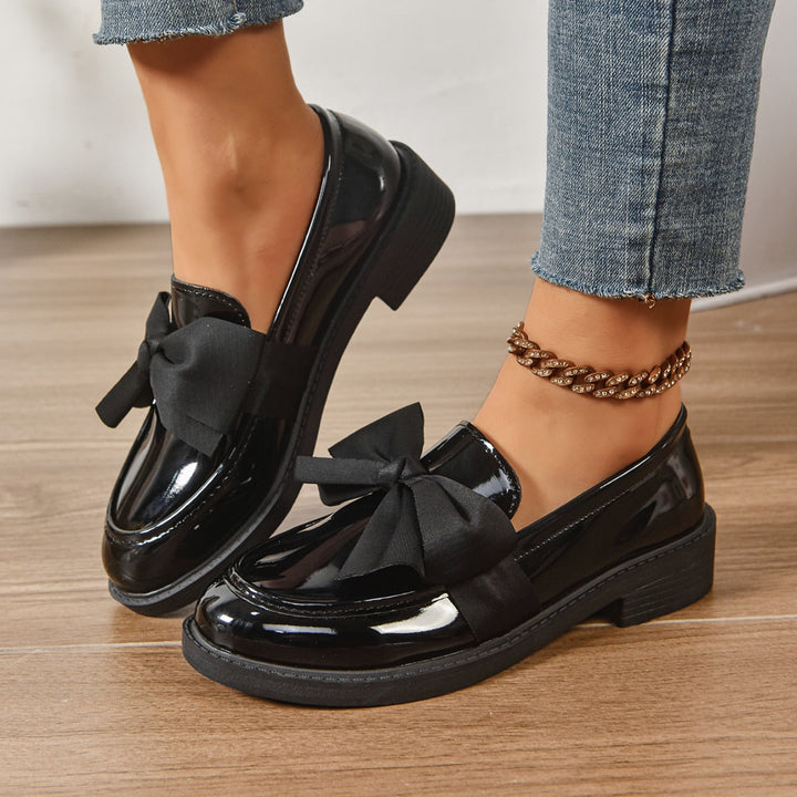 Mocassini Donna in Pelle Slip-On con Fiocco e Suola Platform
