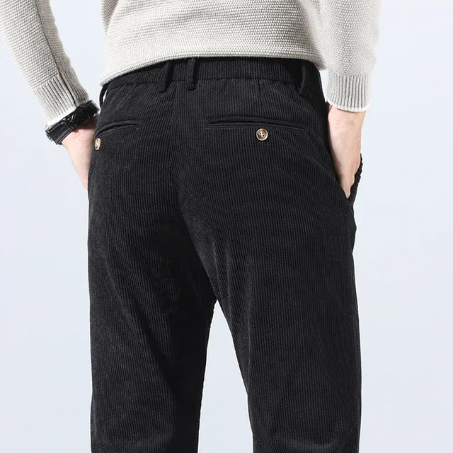 Pantaloni Uomo Eleganti Tessuto Morbido Vestibilità Regular