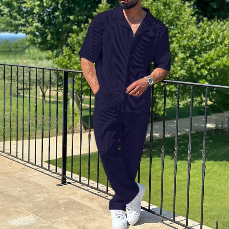 Completo Estivo Uomo Pantaloni e Camicia Colletto Classico