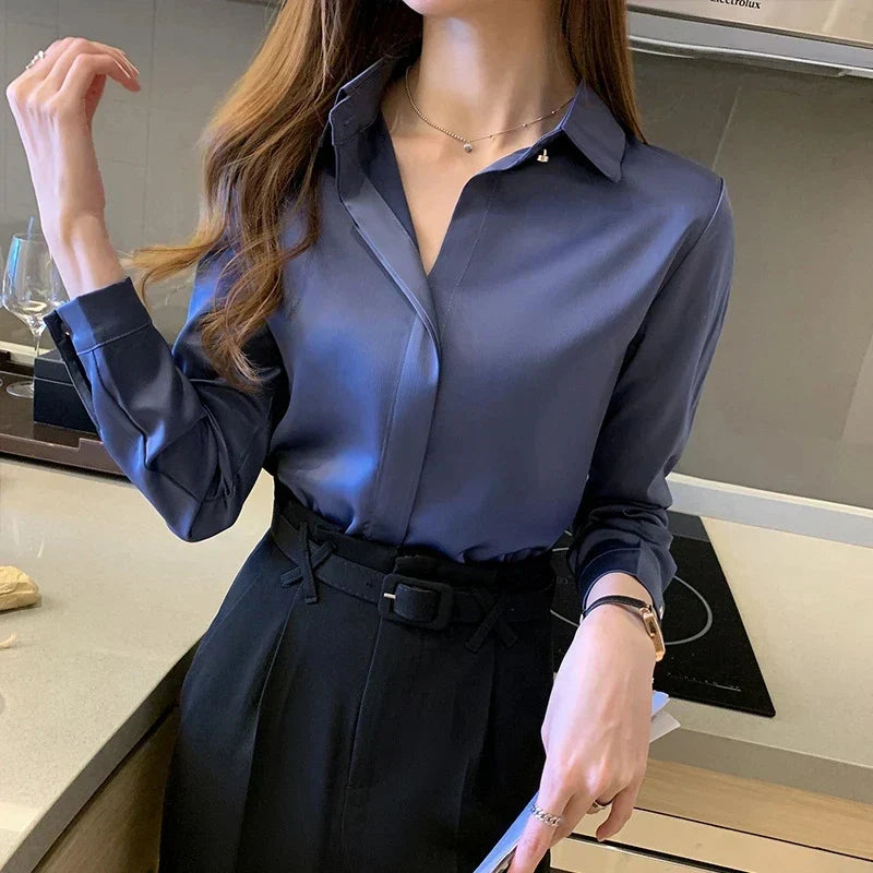 Camicia Donna Classica in Seta Manica Lunga