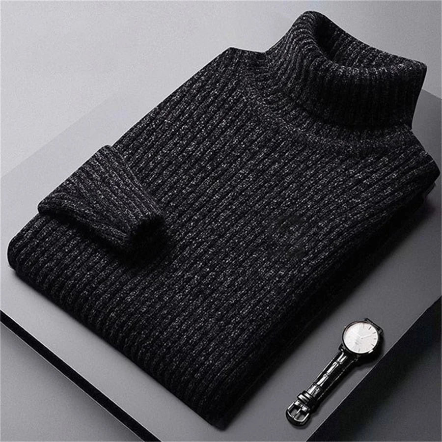 Maglione Uomo Collo Alto Maglia Calda Slim Fit