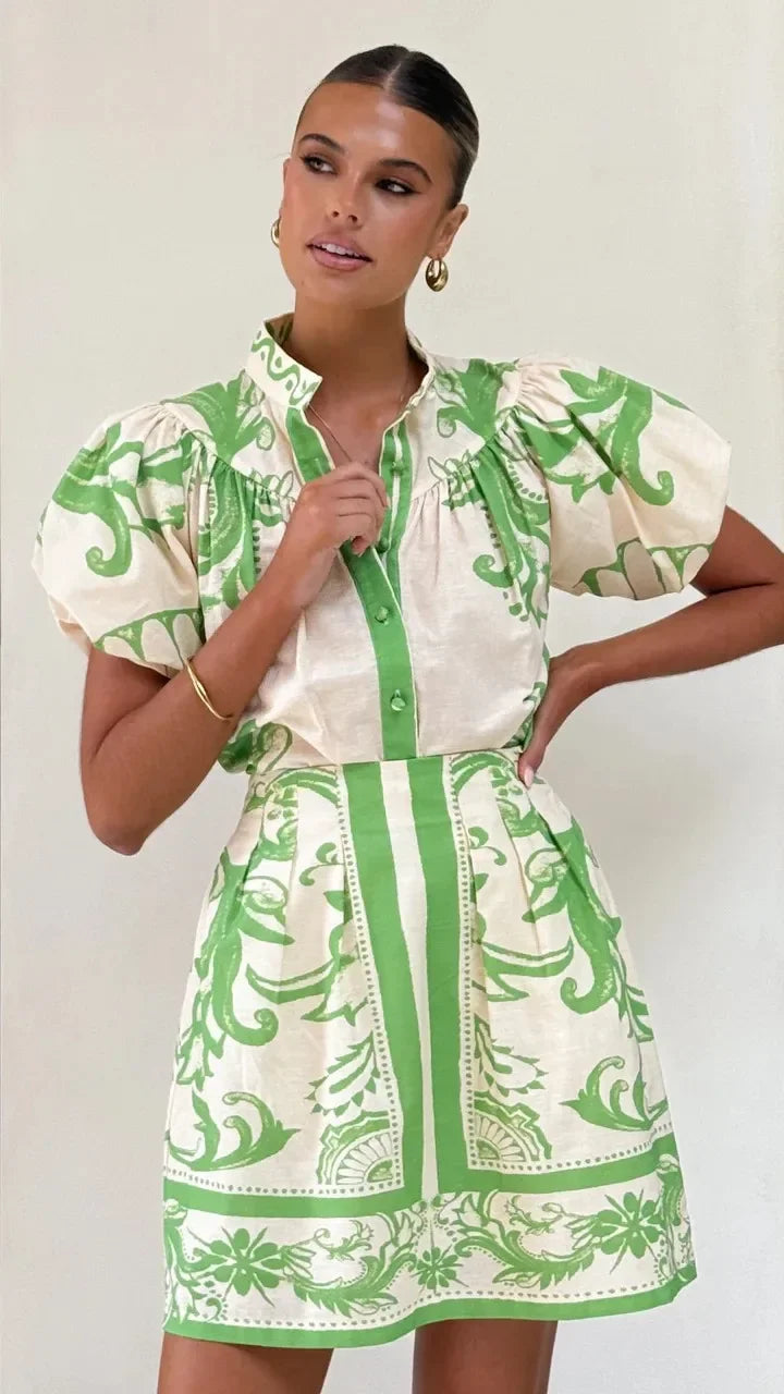 Abito Midi Donna in Lino Floreale Estivo