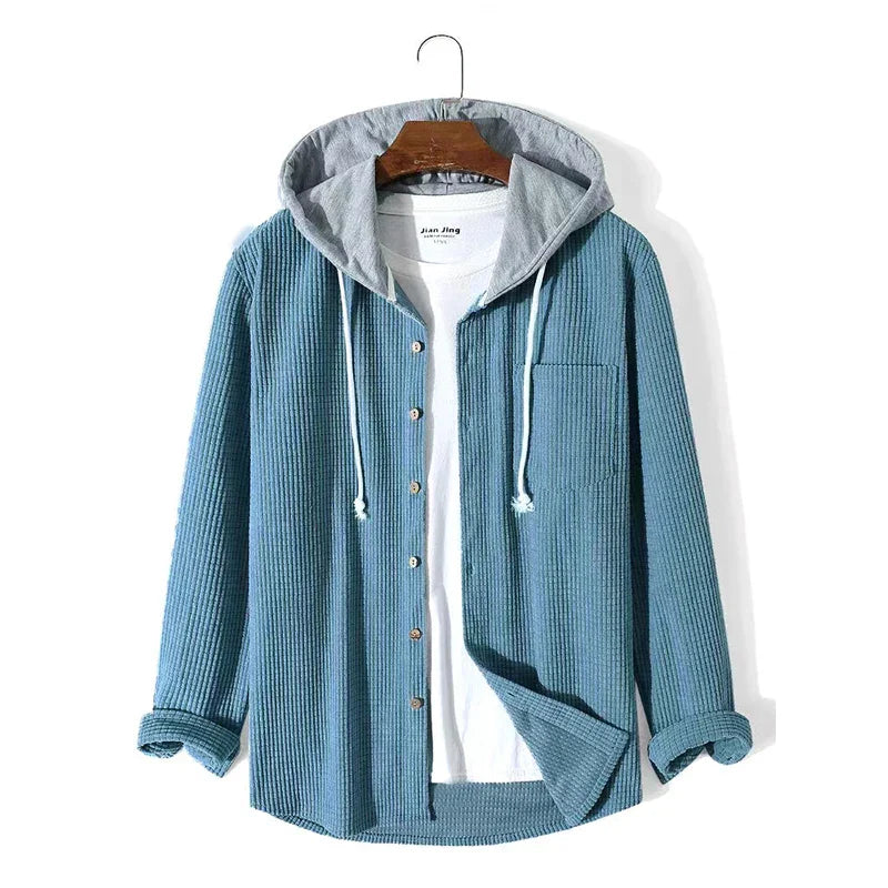 Giacca Uomo in Velluto a Coste con Cappuccio Regular Fit